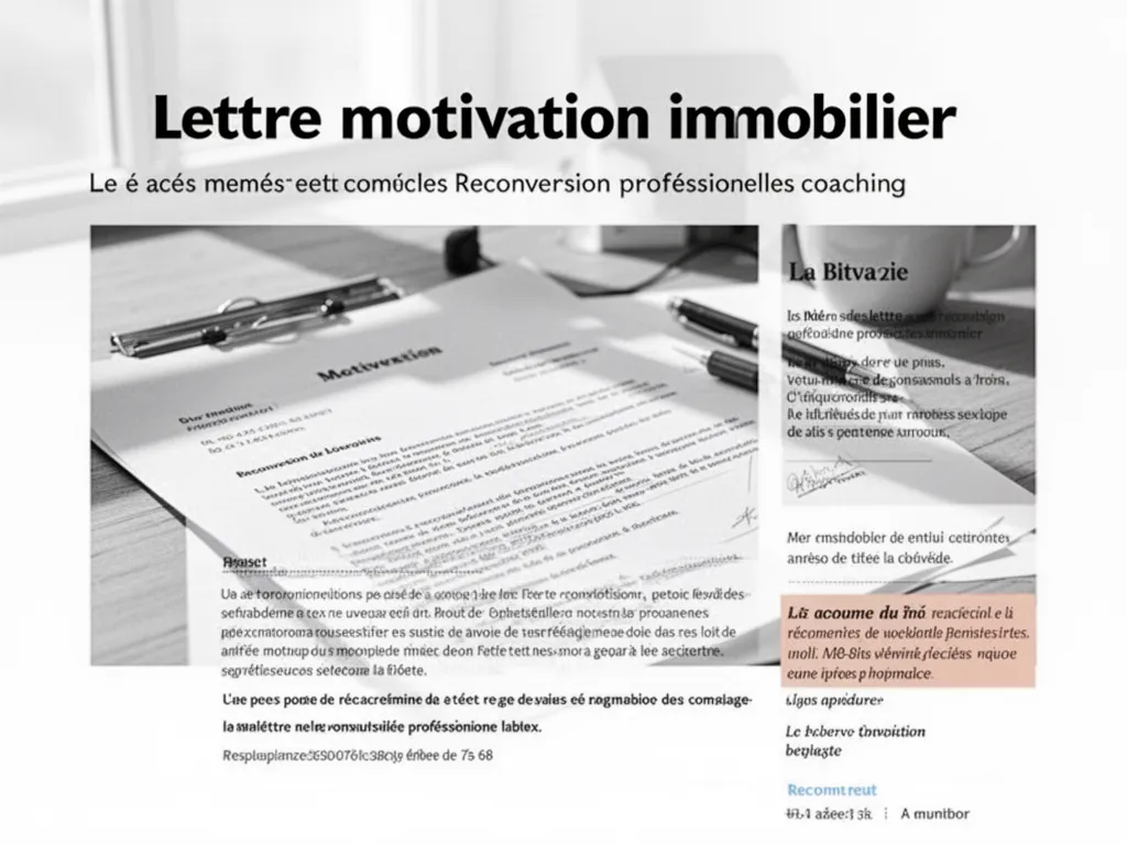 Lettre motivation immobilier : modèle reconversion
