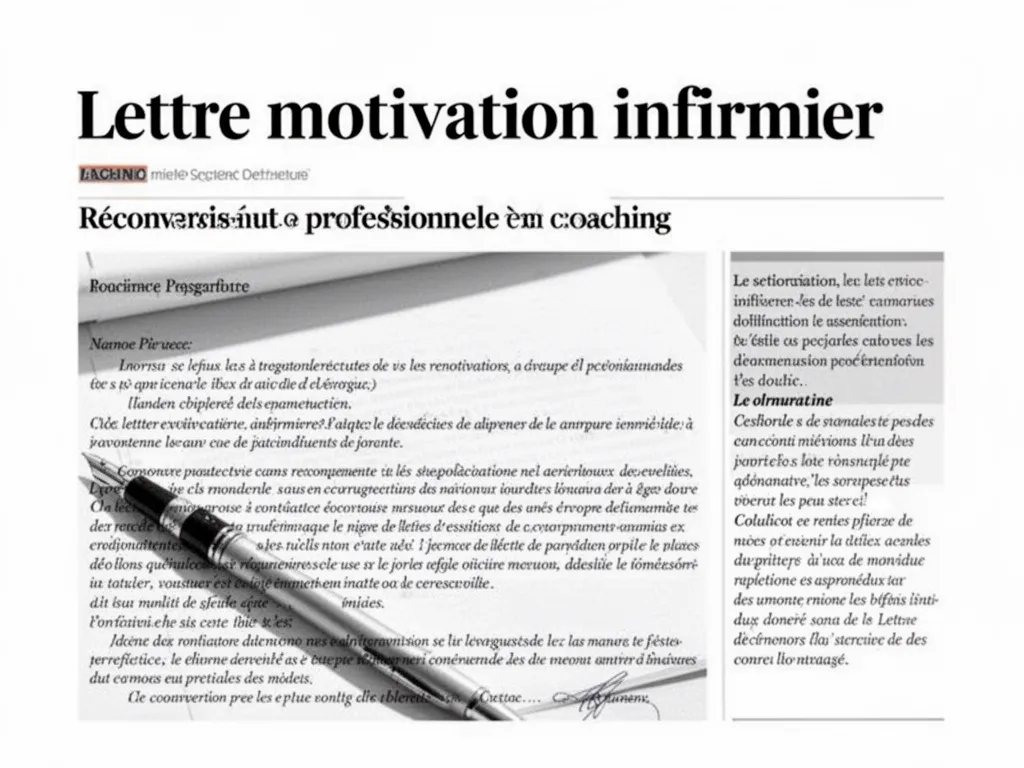Une personne en reconversion rédige sa lettre de motivation pour intégrer un IFSI, entourée de notes sur le métier